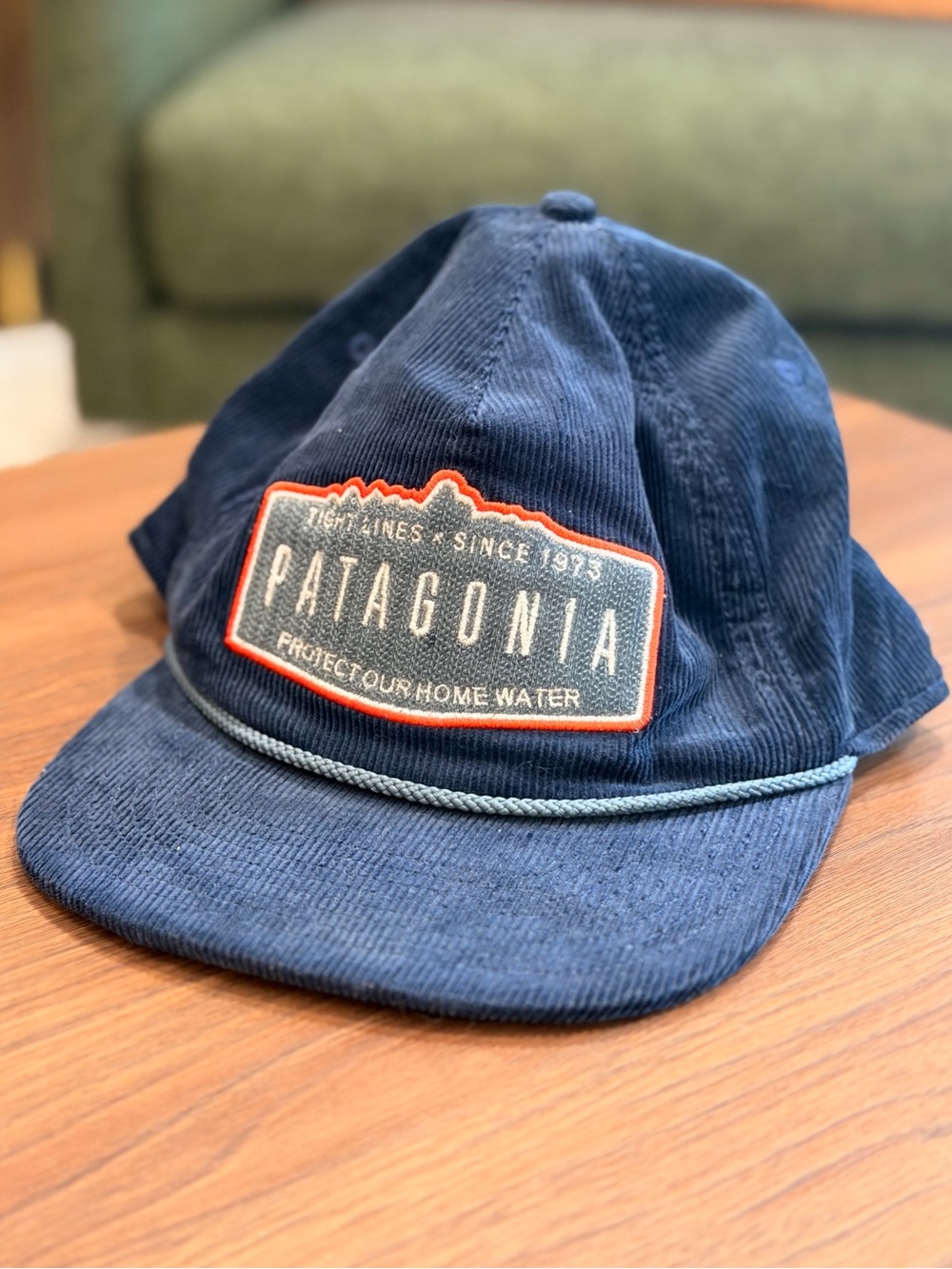 Men's Patagonia Fly Catcher Hat Navy Blue adjustable Corduroy Tight Lines 1973